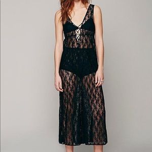 Free People NWT Black lace jumpsuit